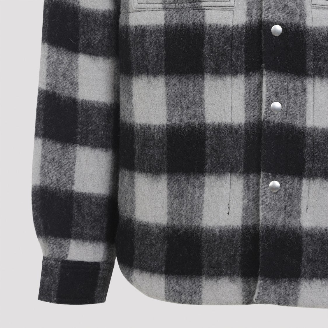 Rick Owens Checkered Wool Shirt With Button-Down Front