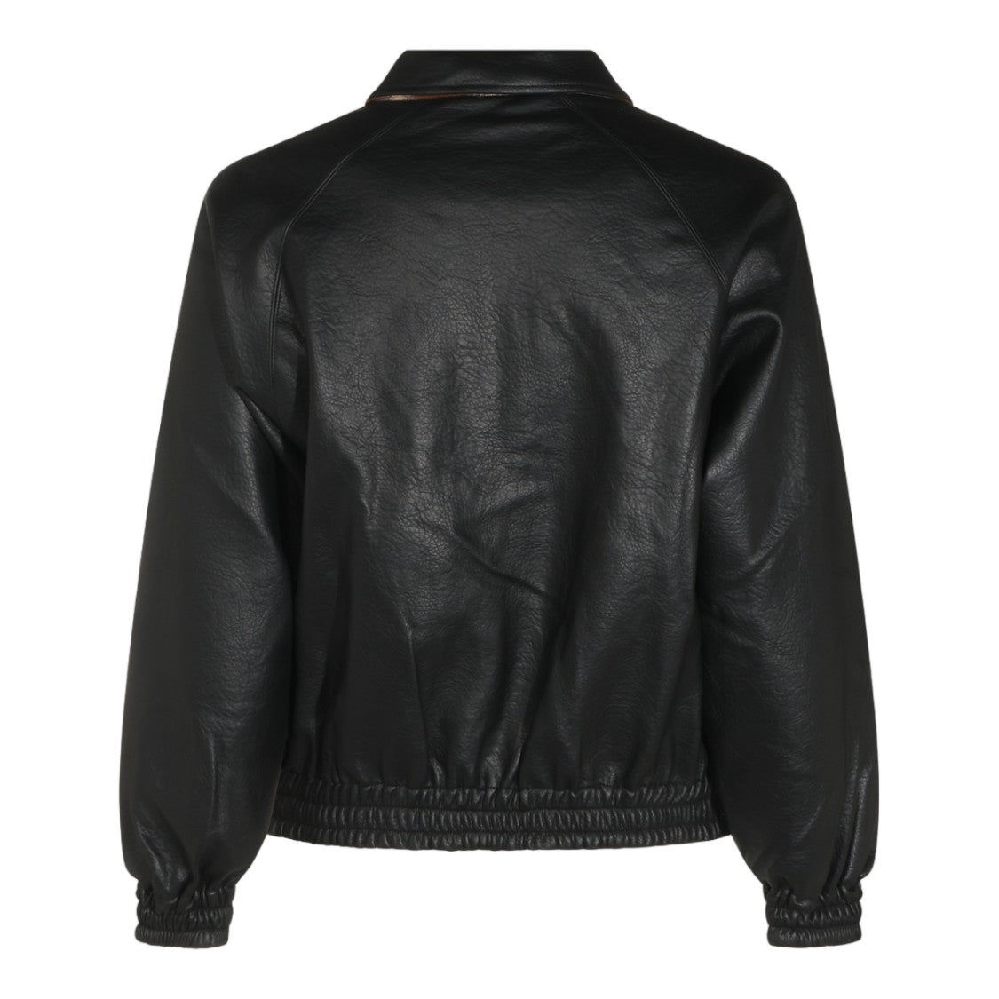 Arte Antwerp Minimalist Black Faux Leather Jacket With Classic Collar
