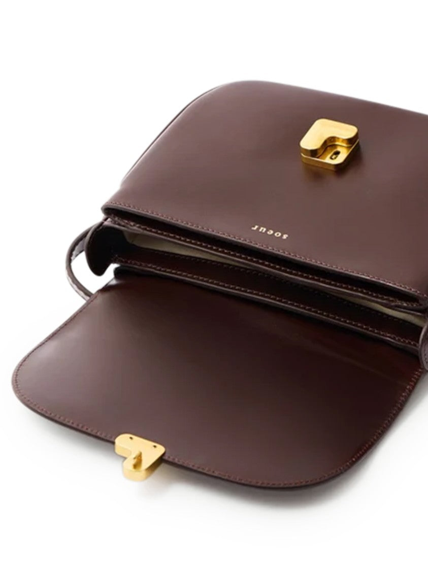 Soeur Bellissima Mini Gold-Tone Clasp Brown Leather Mini Bag