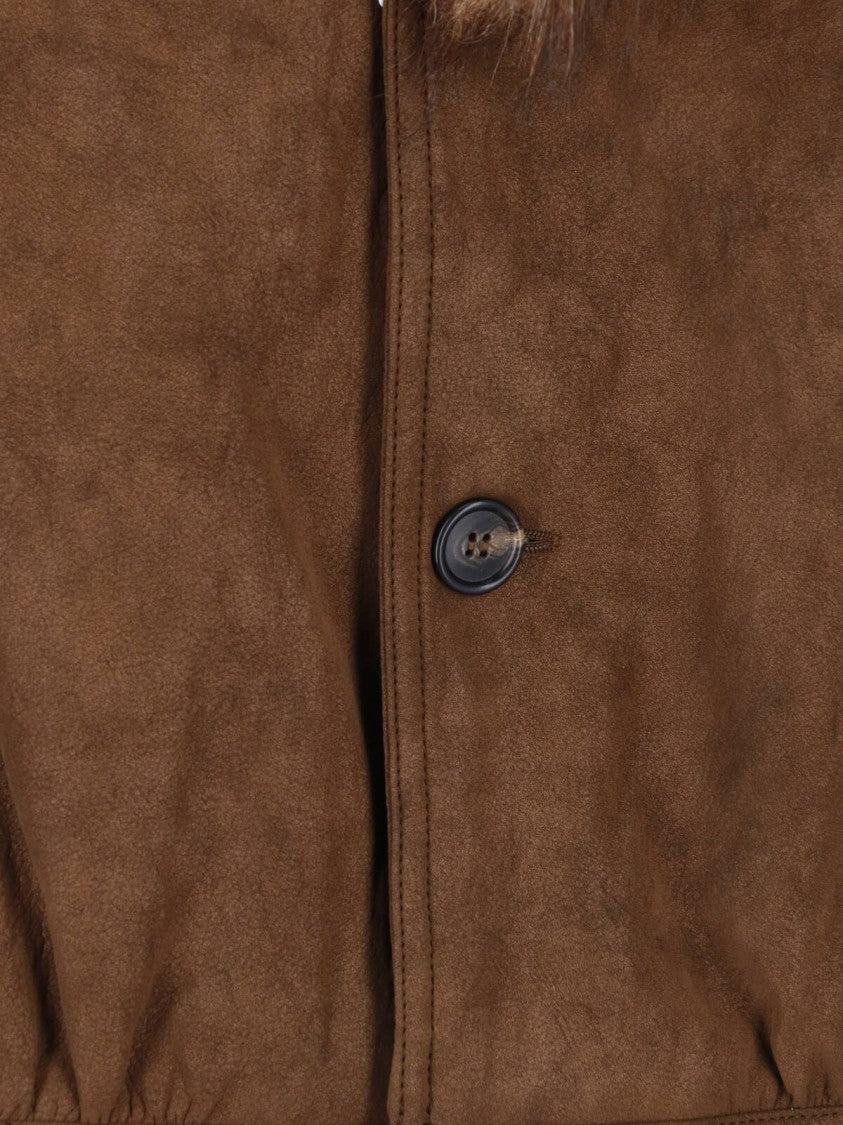 Mm6 By Maison Margiela Brown Faux Fur Collar Jacket