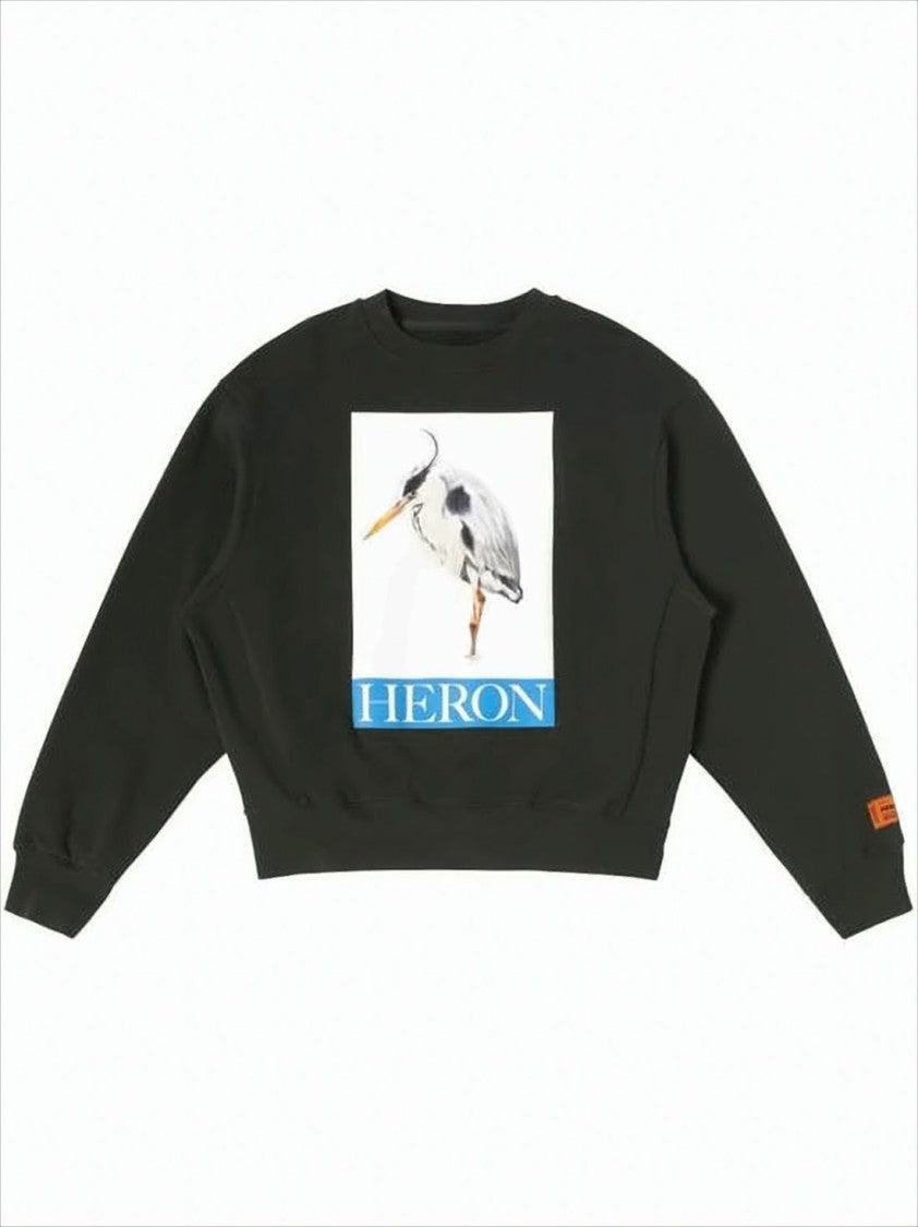 Heron Preston Relaxed Fit Black Long Sleeve Sweatshirt With Graphic Heron Design