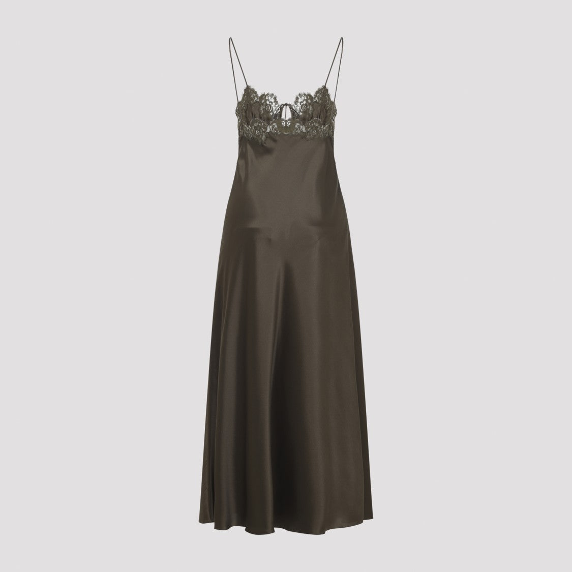 Saint Laurent Kaki Green Silk Dress