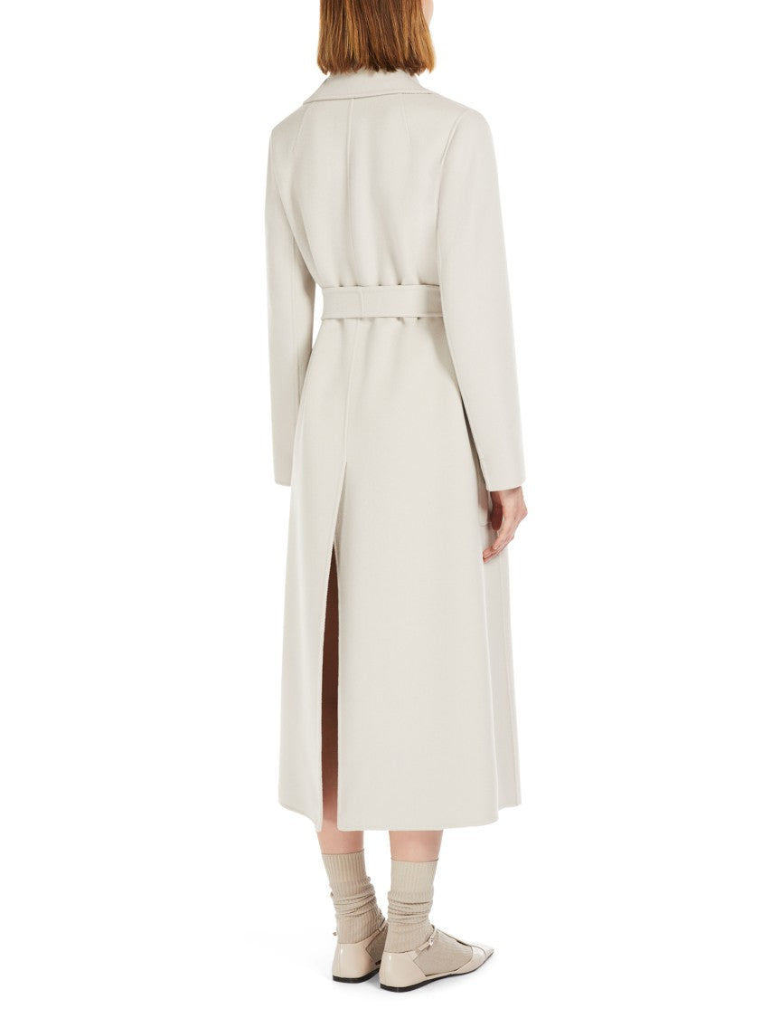 Max Mara Long Grey Coat With Belted Waist
