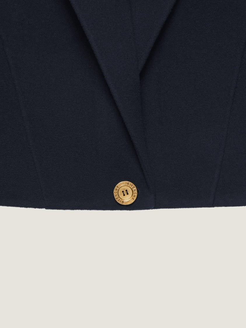 Givenchy Cropped Boxy Gold-Tone Accent Wool-Blend Blazer