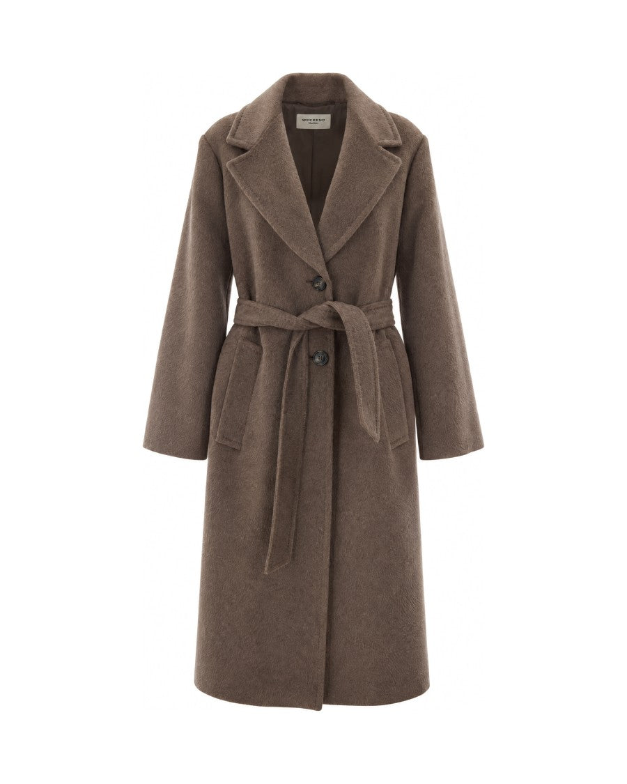 Max Mara Marron Glacè Bronte Belted Wool Coat