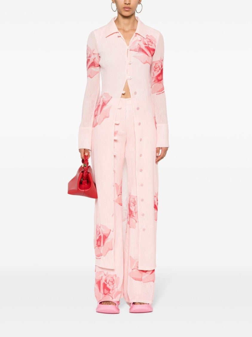 Kenzo Flared Rose Print Trousers