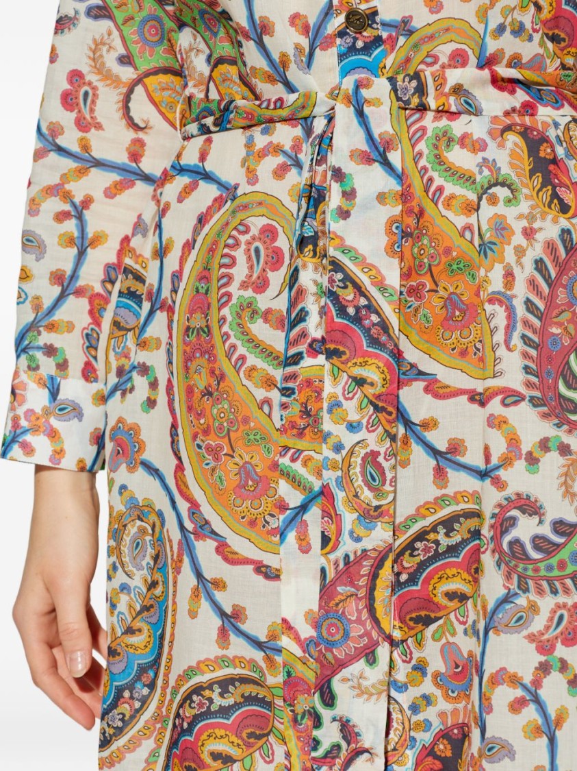 Etro Multicolor Floral Paisley Print Midi Dress