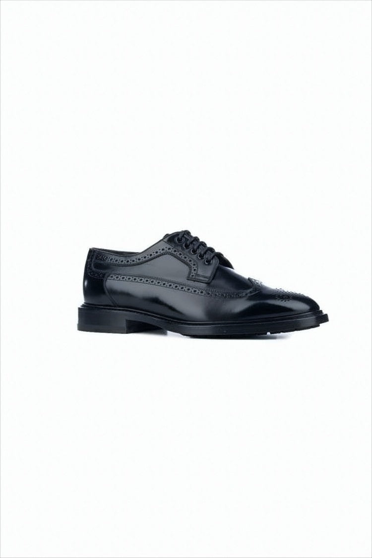 Celine Polished Leather Dress Shoes With Brogue Detailing By Celine