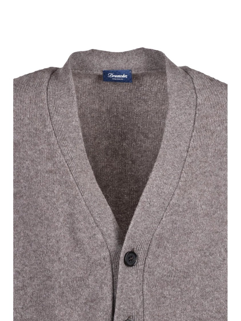 Drumohr Grey Wool V-Neck Cardigan