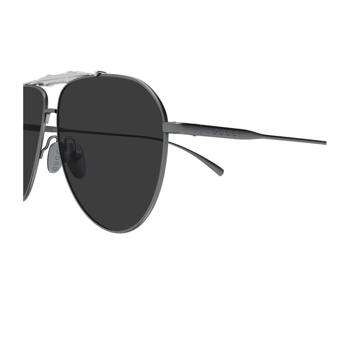 Gucci Ruthenium Gucci Sign Aviator Metal Sunglasses