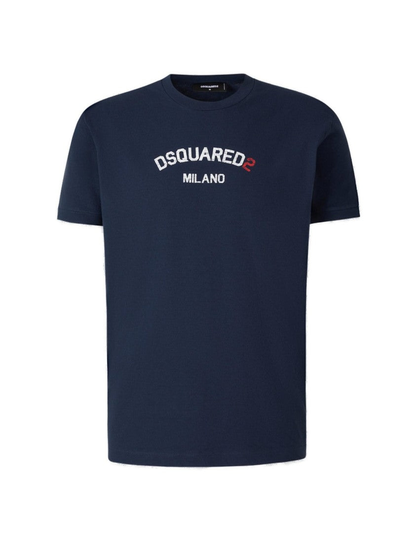 Dsquared2 Dark Blue Casual Short Sleeve T-Shirt With Bold Logo