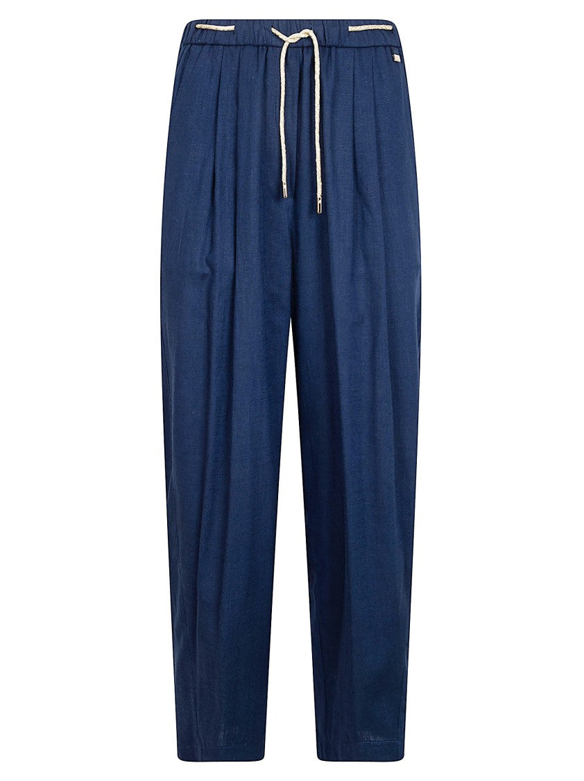 Herno Relaxed-Fit Navy Trousers With Elastic Waistband And Drawstring