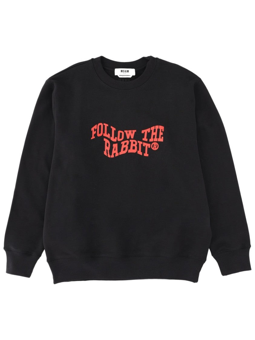 Msgm Black Red Text Sweatshirt