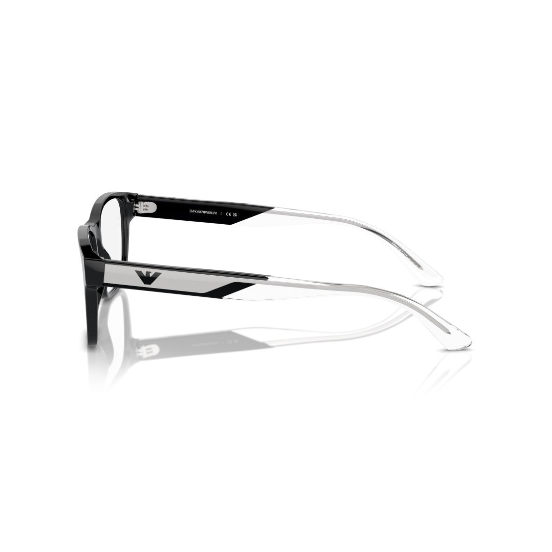 Emporio Armani 0Ea3239 Rectangular Black Acetate Eyeglasses With Transparent Temples