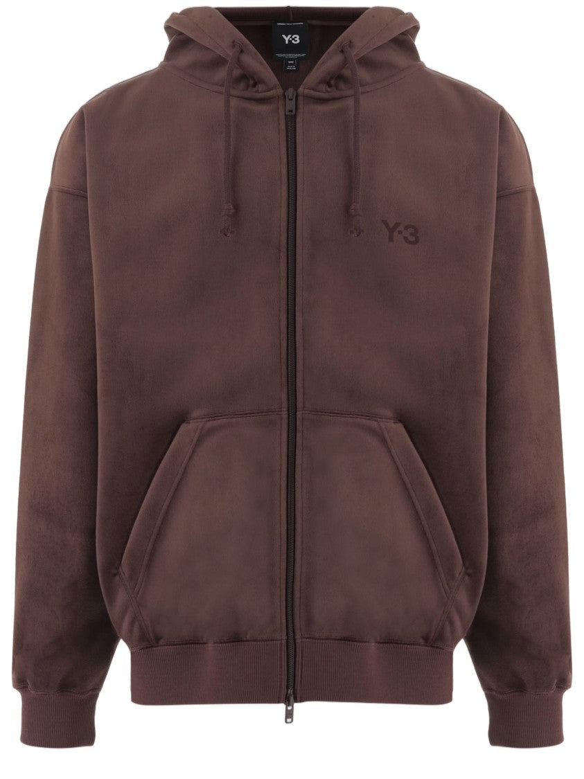 Y-3 Light Burgundy Ribbed Velvet Nylon Hoodie