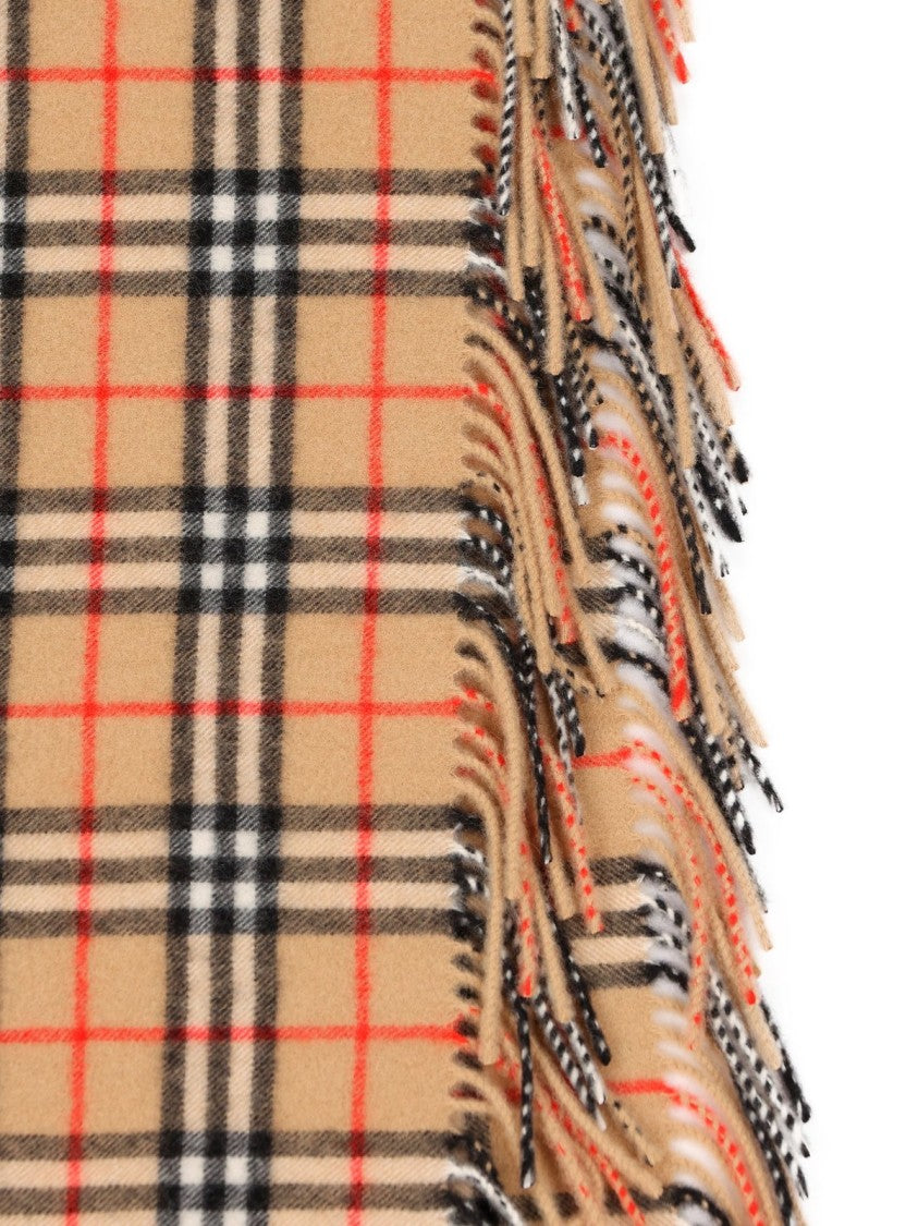 Burberry Plaid Cashmere Scarf With Fringed Edges