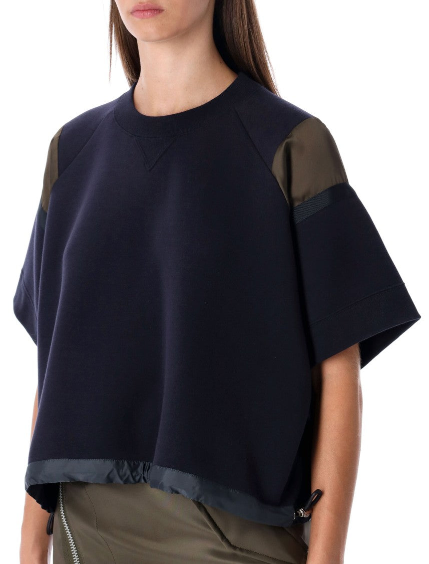 Sacai Oversized Technical Cotton T-Shirt With Adjustable Drawstring Hem
