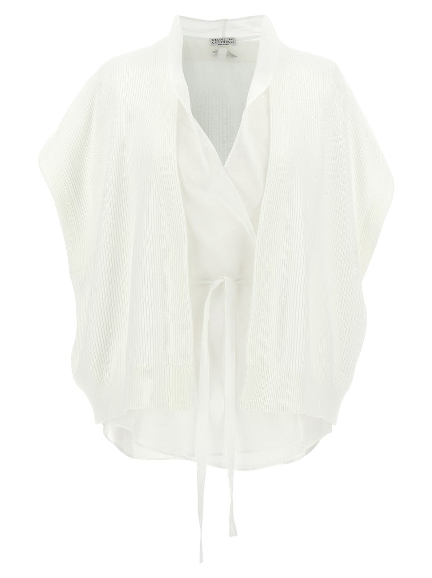 Brunello Cucinelli Layered English Rib Knit Cardigan