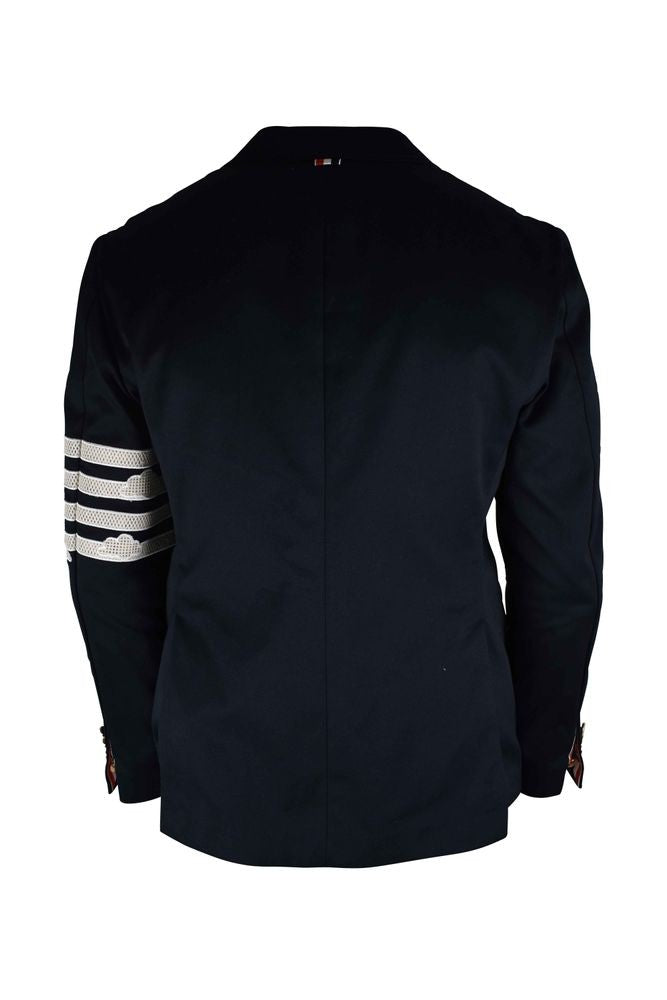 Thom Browne Navy Blue Tailored Suit With Embroidered Accents