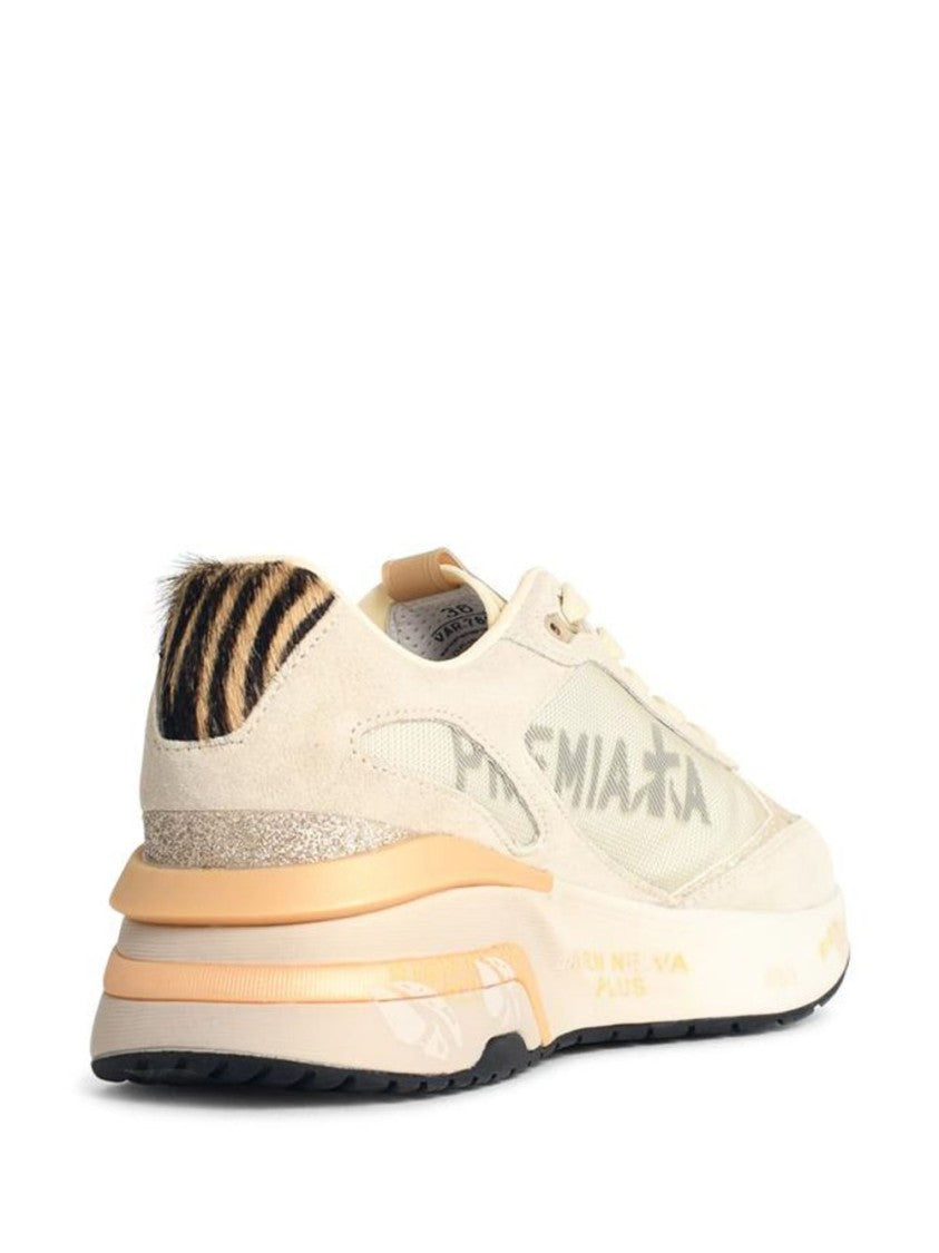 Premiata Beige Suede Sneakers With Rubber Tongue And Chunky Sole