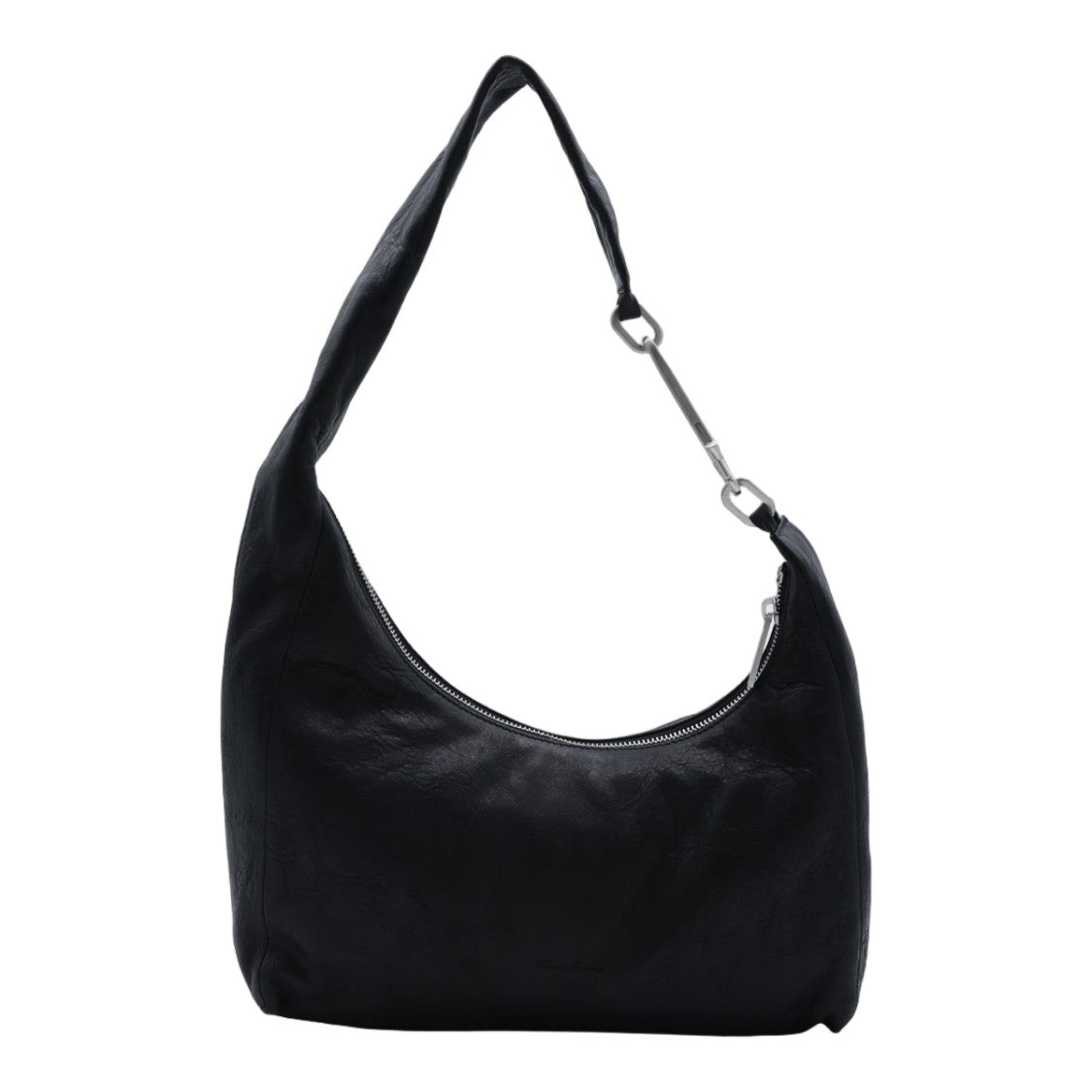 Rick Owens Minimalist Black Leather Shoulder Bag With Silver-Tone Clasp