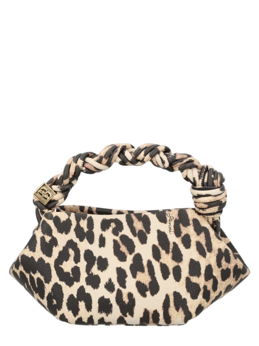 Ganni Mini Crossbody Bag With Distinctive Leopard Print And Twisted Handle