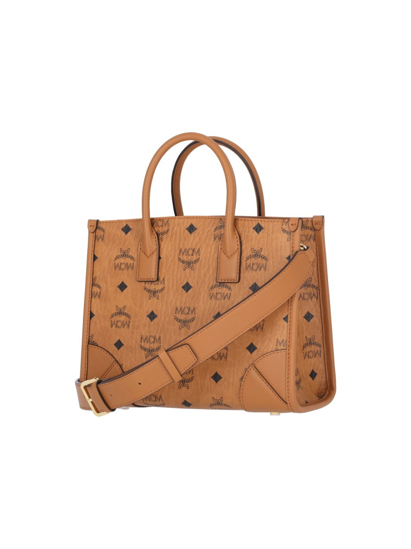 Mcm Structured Monogram Print Tote Bag