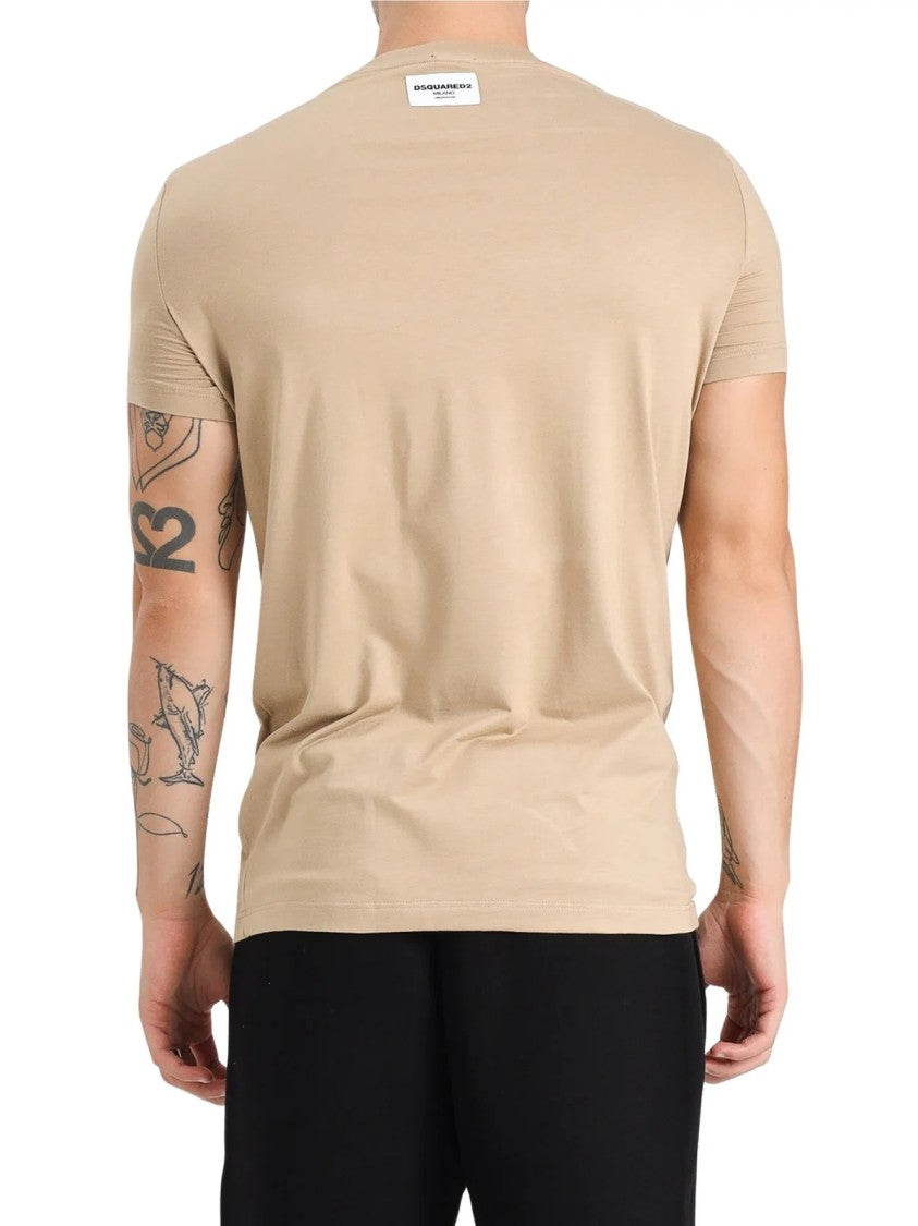 Dsquared2 Beige Fitted Modal-Blend T-Shirt