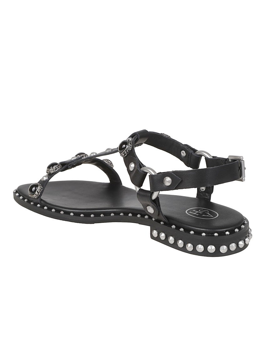 Ash Podium Black Studded Flat Sandals