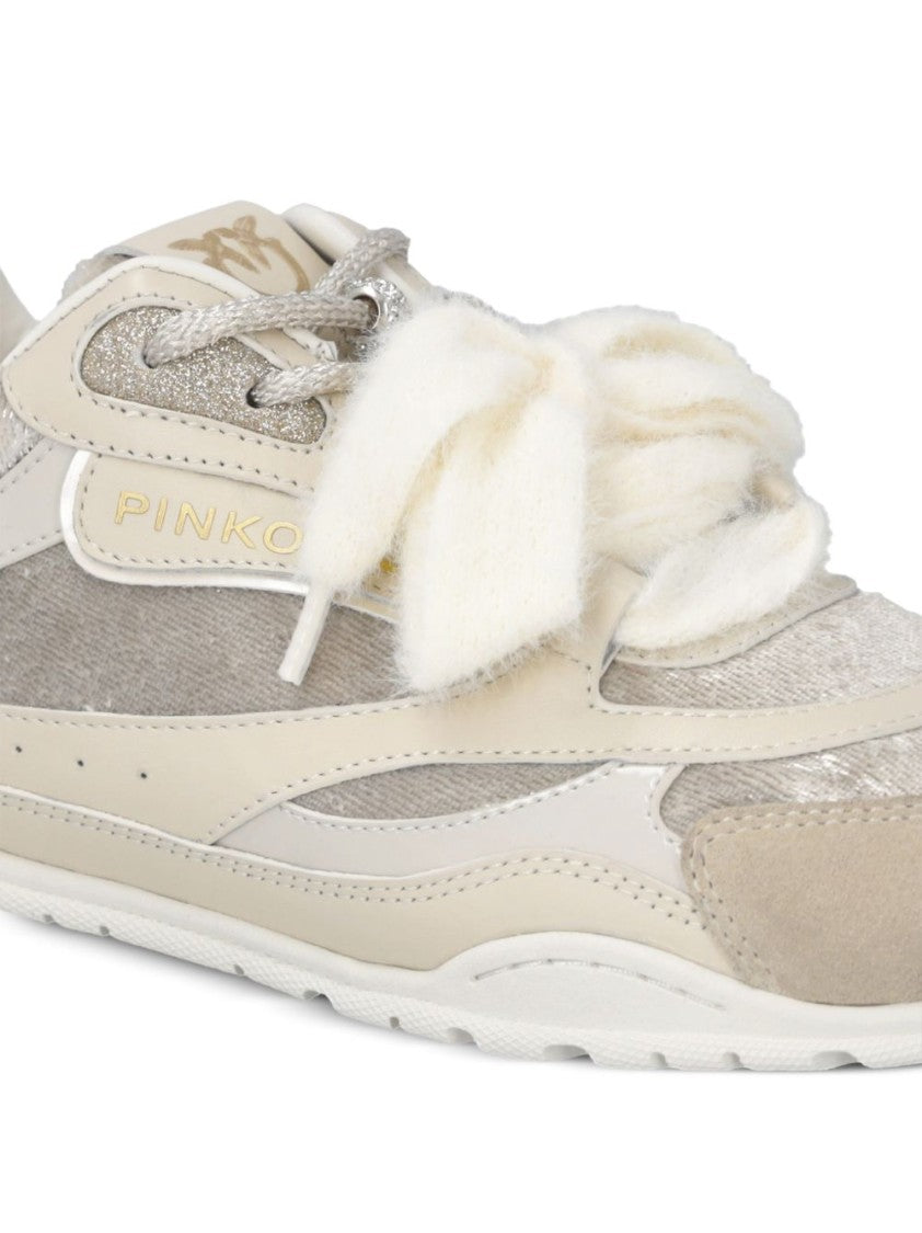 Pinko Textured Plush Bow Detail Sneakers