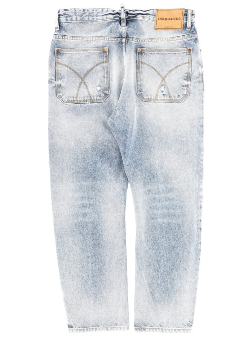 Dsquared2 Light Blue Washed Cotton Jeans