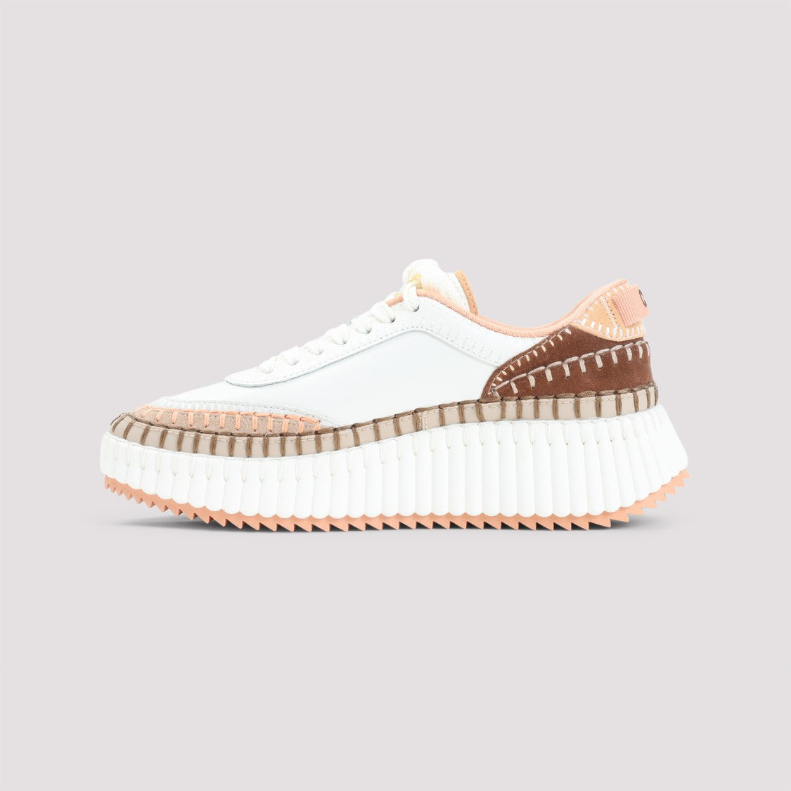 Chloé Sepia Peach Calf Leather Nama Sneakers