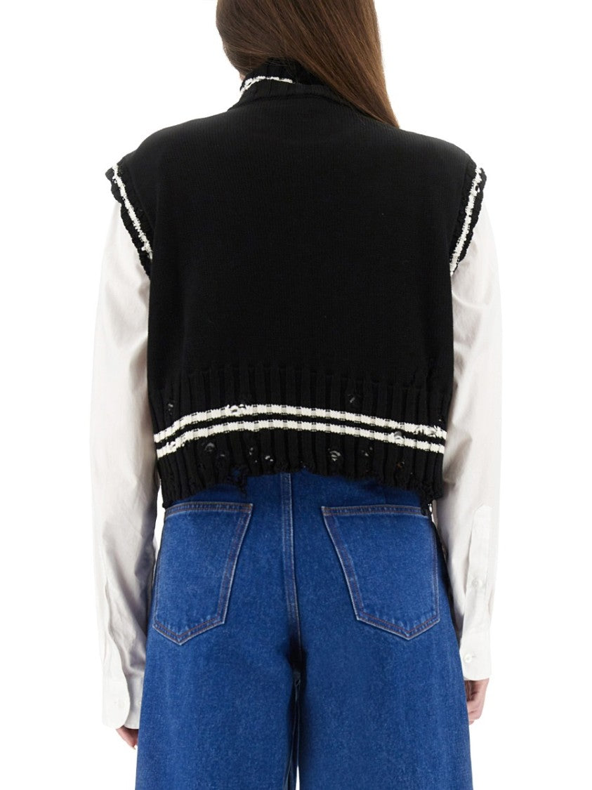 Marni Cropped Cotton Vest With Contemporary Design