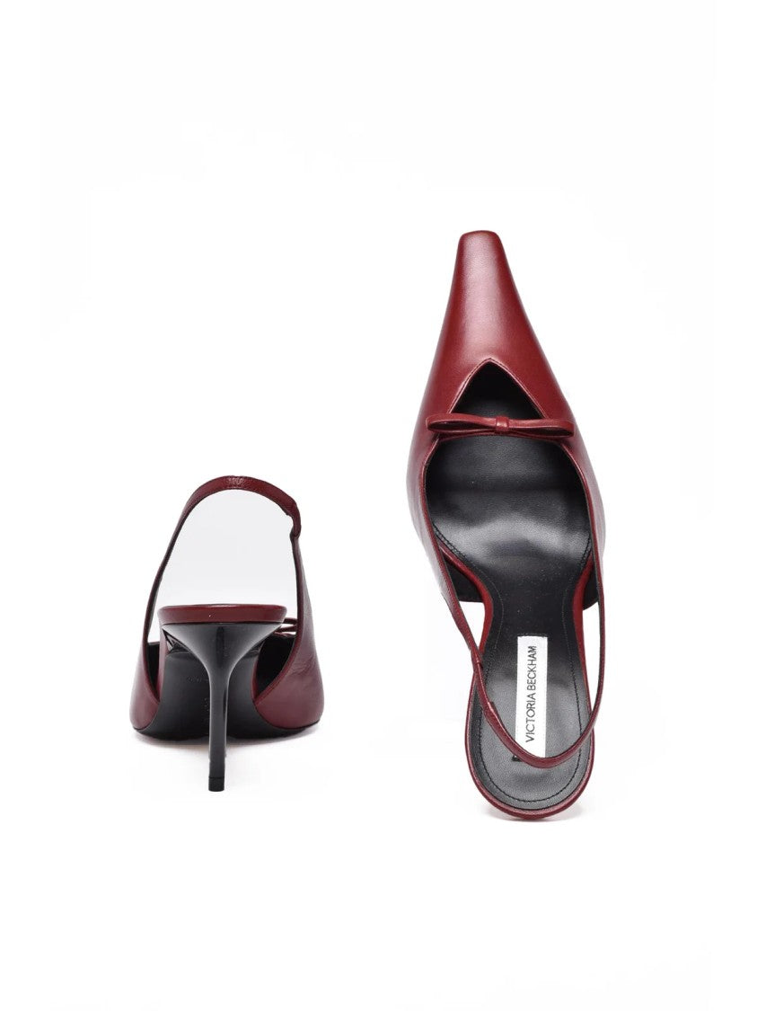 Victoria Beckham Red Leather Bow Slingback Pumps