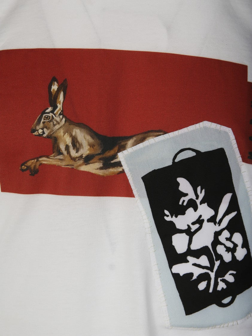 Marni Graphic Print T-Shirt With Leaping Hare Design