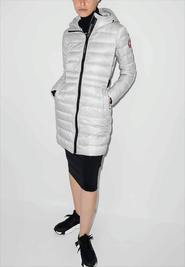 Canada Goose Hooded Long Padded Jacket With Quilted Design And Functional Details