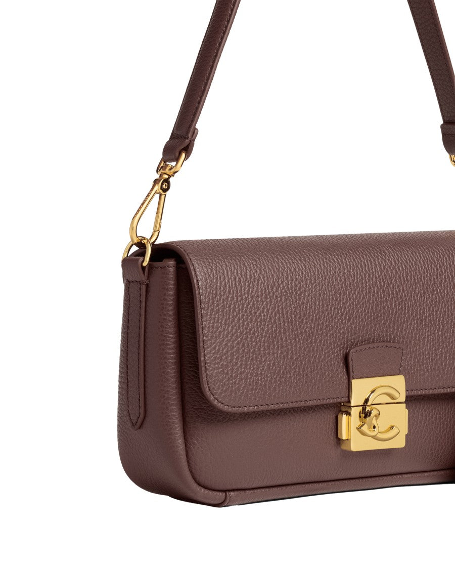 Coccinelle C-Me Lock Grain Leather Shoulder Bag