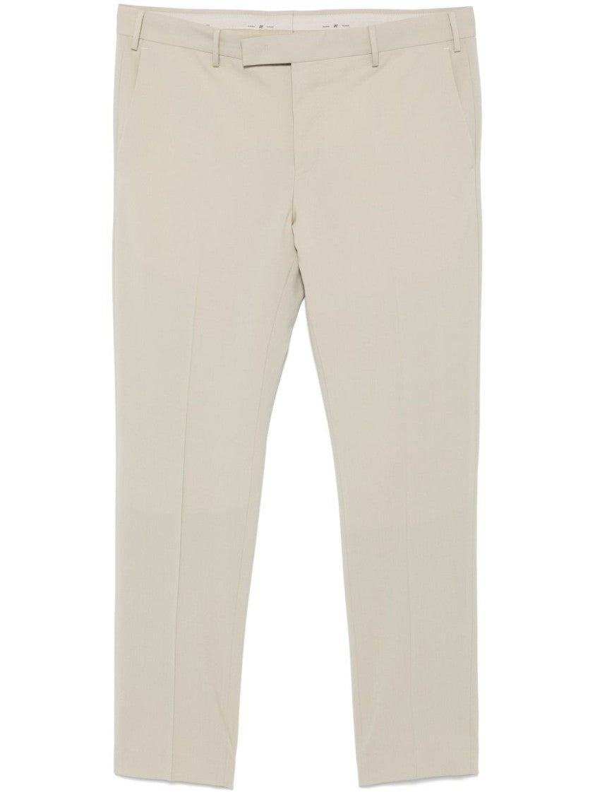 Pt Torino Tailored Light Beige Formal Pants With Concealed Front Closure