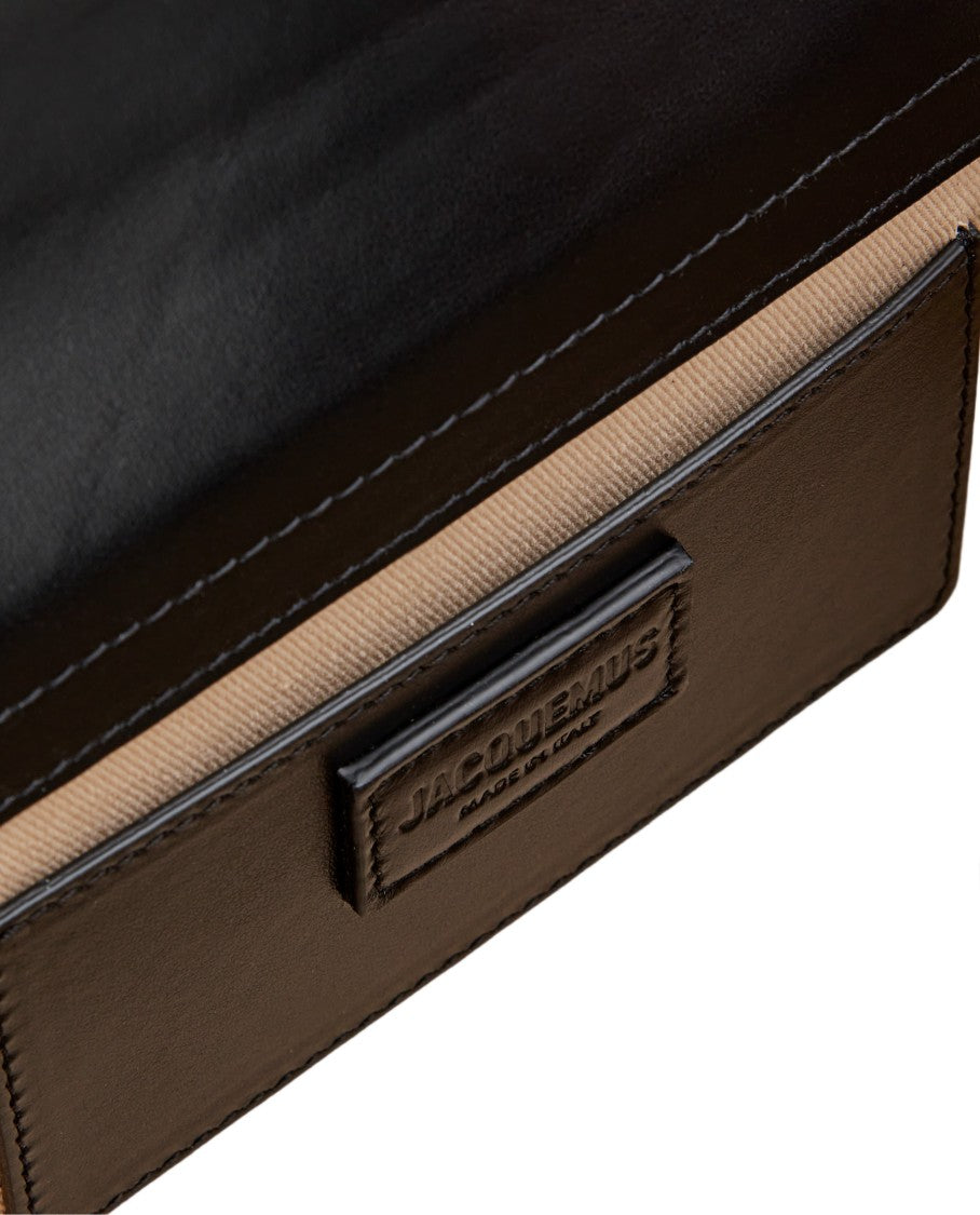 Jacquemus Structured Black Leather Shoulder Bag With Padded Handle