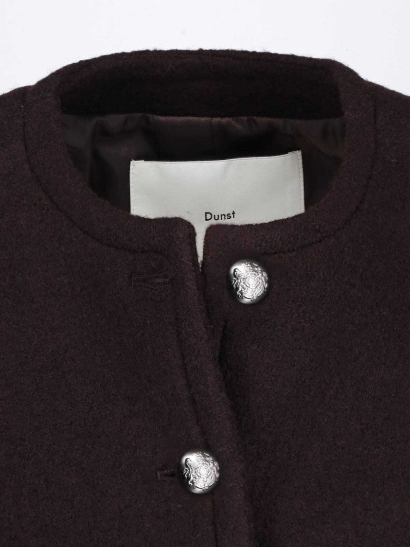 Dunst Brown Structured Round-Neck Wool Jacket