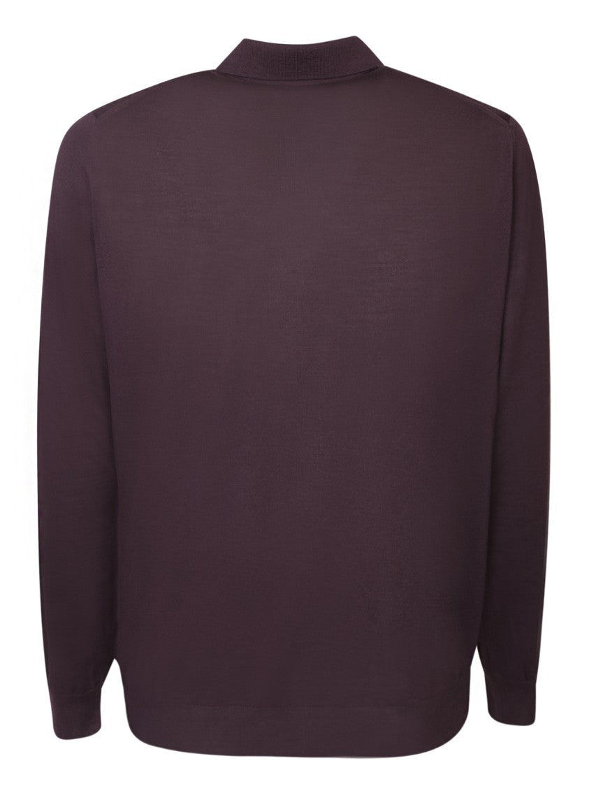 Dell'oglio Bordeaux Wool Zip Polo Shirt