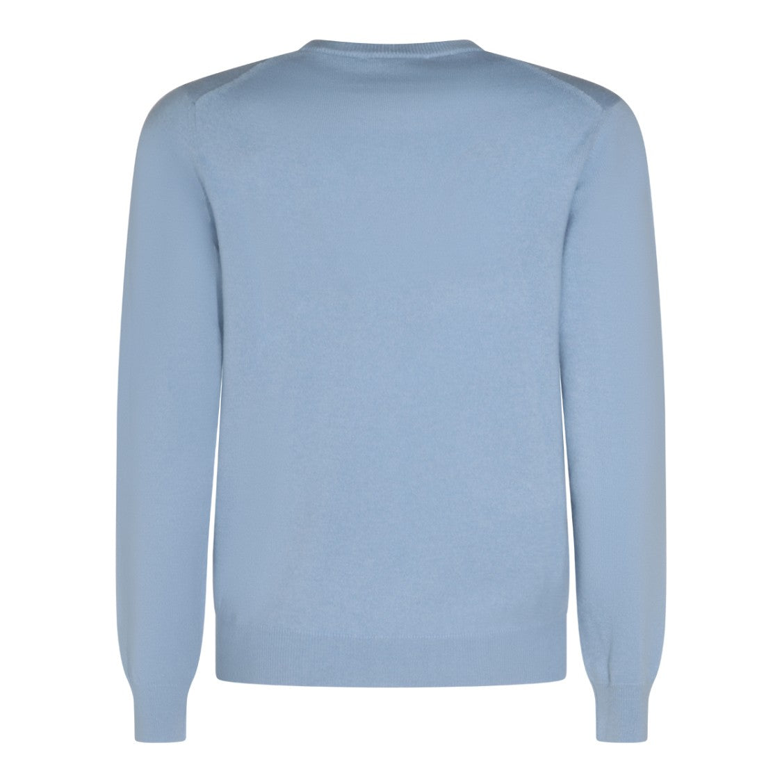 Malo Classic Fit Blue Cashmere Sweater With Ribbed Details