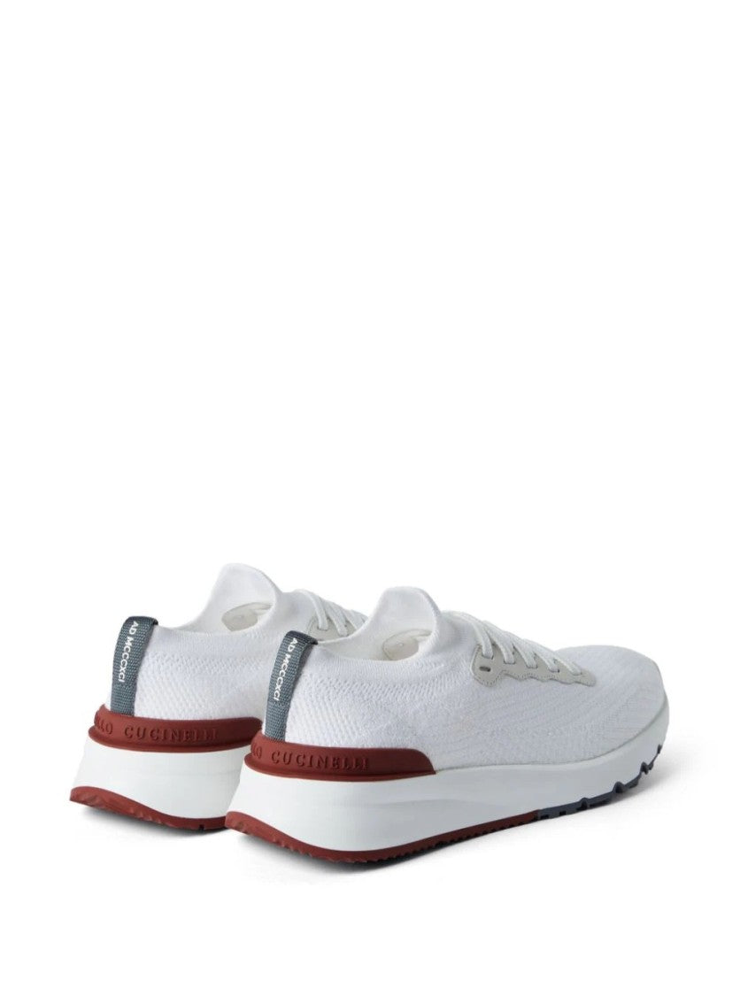 Brunello Cucinelli White Leather Trainers With Subtle Branding