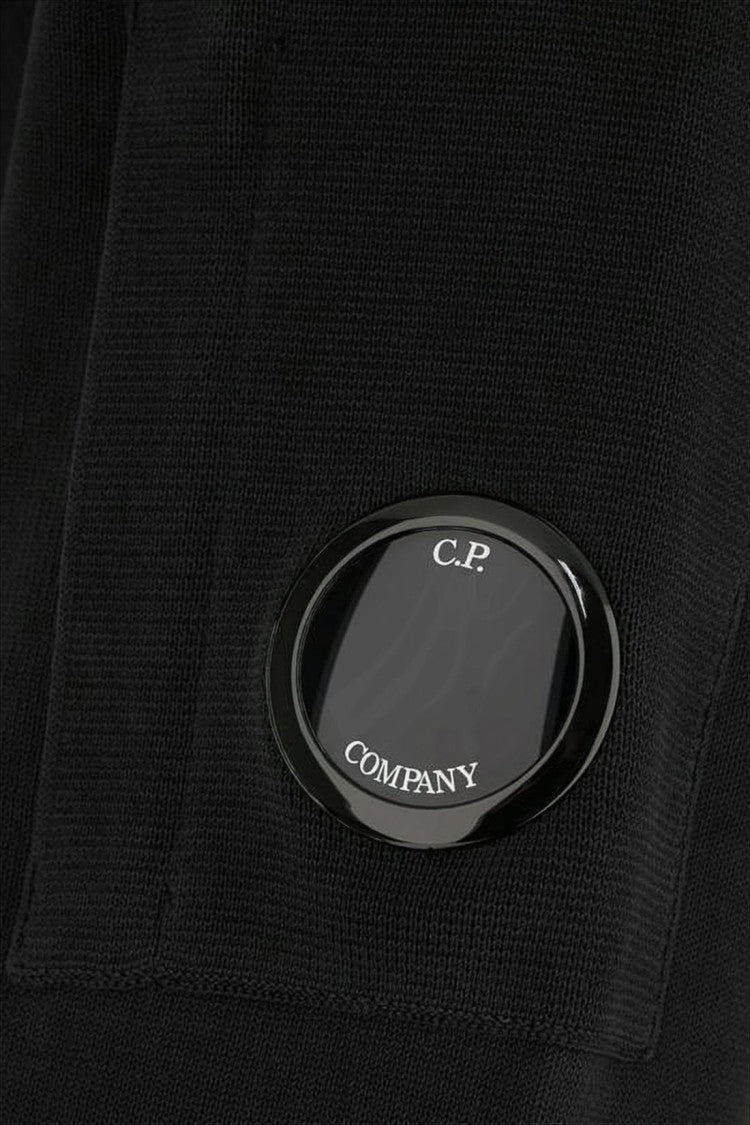 C.P. Company Minimalist Black Sweater With Round Lens Detail