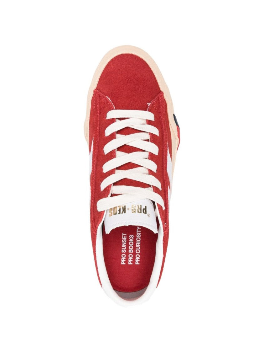 Pro-Keds Low-Top Sneakers With Red Stripes And Lace-Up Design