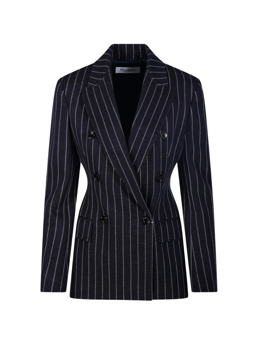 Max Mara Vest Riccio Pinstripe Double-Breasted Tailored Blazer