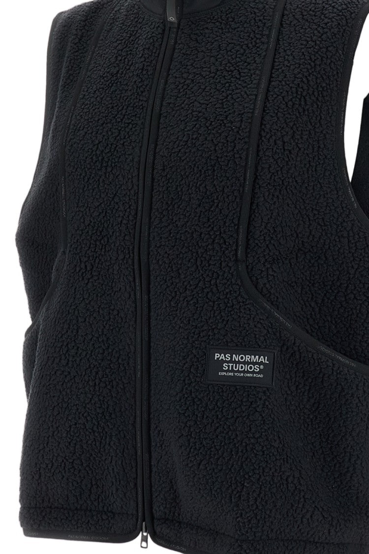 Pas Normal Studios Black Off-Race Pile Fleece Vest