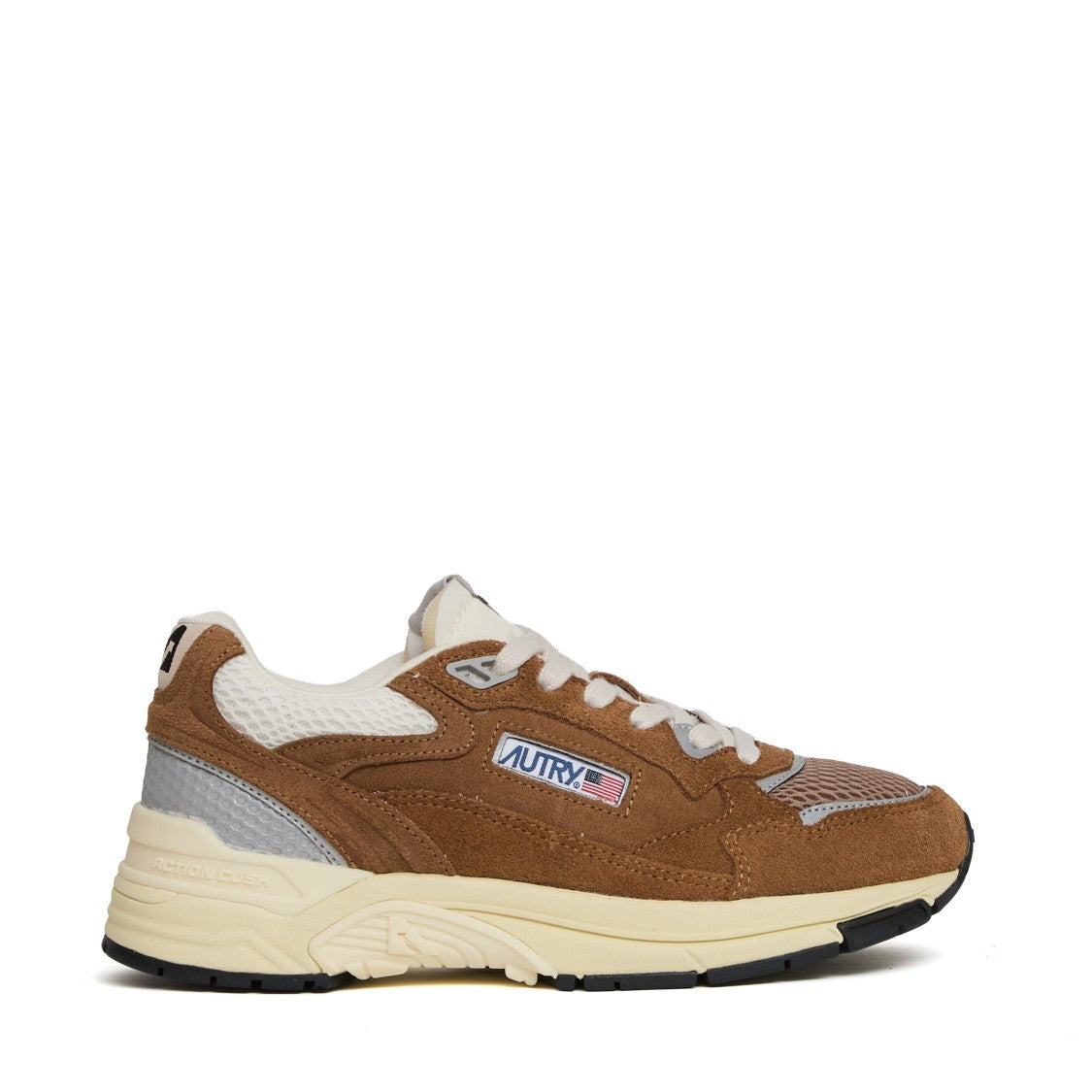 Autry Sneakers Hyperway In Mesh E Suede Cigar/Argento