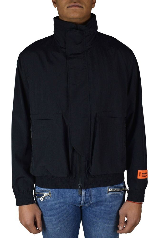 Heron Preston High-Collared Black Jacket With Integrated Hood