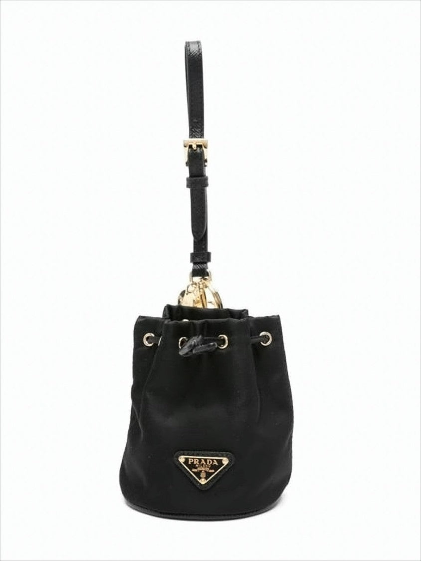 Prada Bucket-Shaped Nylon Clutch With Drawstring Closure